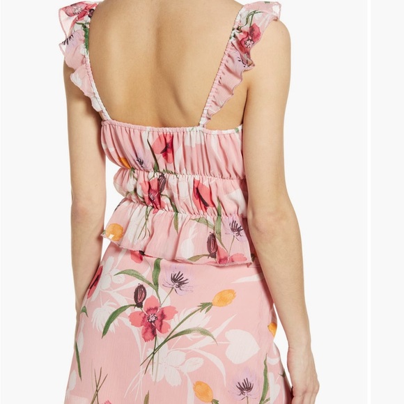 Leith‎ Floral Chiffon Skirt and Ruffle Crop Tank Top - Picture 2 of 11